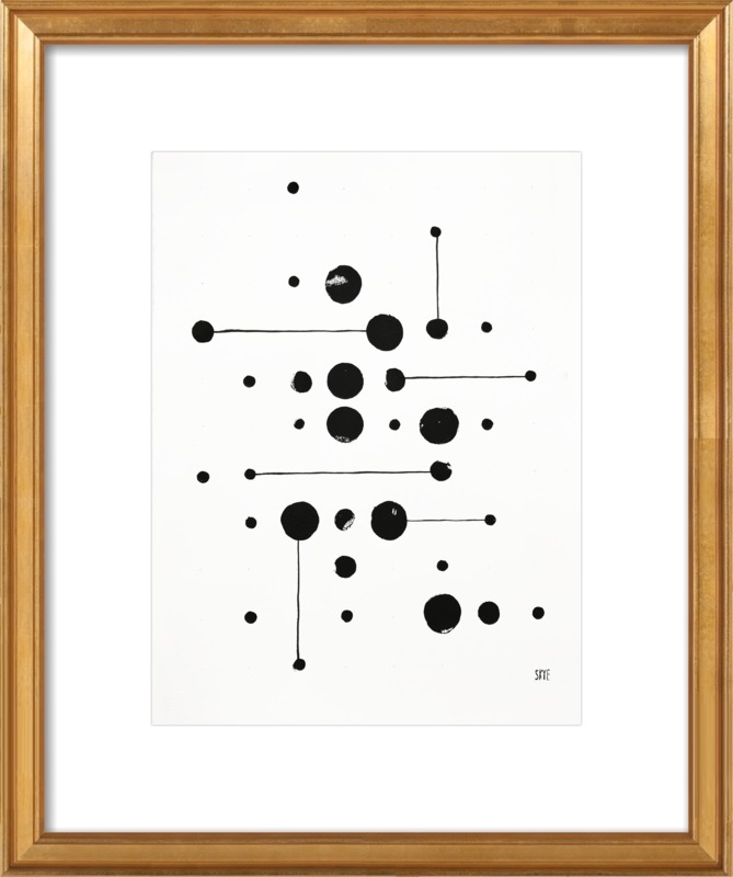 34 Dots 6 Lines - 16x20 with matte and gold leaf frame - Image 0