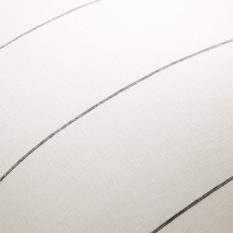 20" Pinstripe White Linen Pillow with Down-Alternative Insert - Image 2