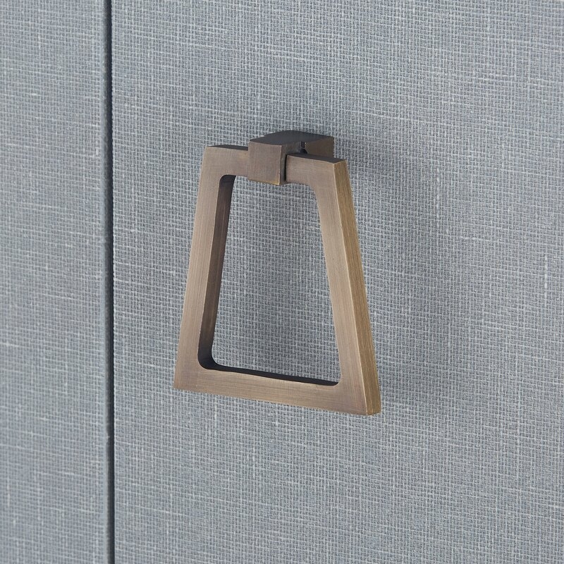 Bungalow 5 Audrey 2 Door Accent Cabinet Color: Gray, Hardware Finish: Bronze Finished Brass, Handle Design: Kelly - Trapezoid - Image 1