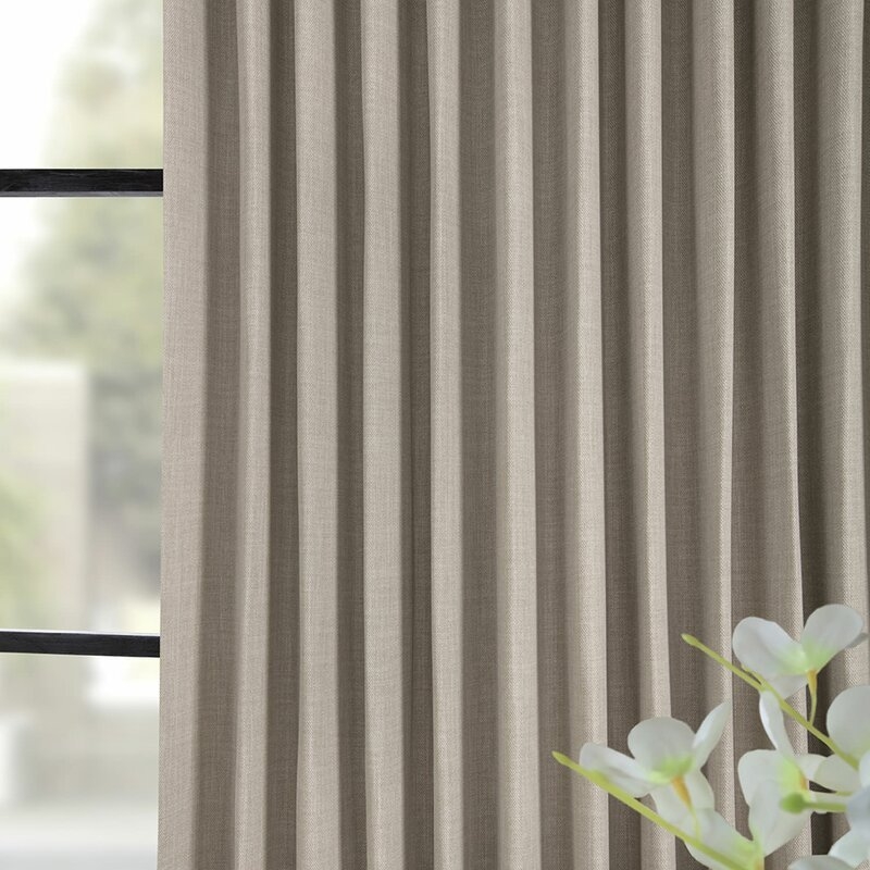 Waubun Faux Linen Extra Wide Solid Color Blackout Rod Pocket Single Curtain Panel - Oatmeal - Image 1