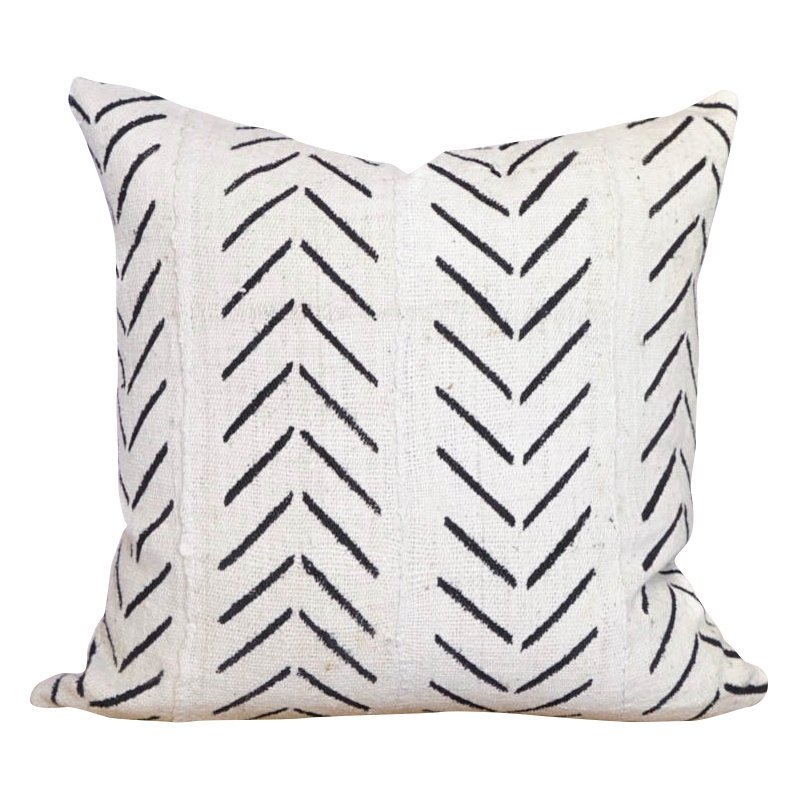 Chevron Arrow Print African Mud Cloth Pillow Cover - insert not included - Image 0