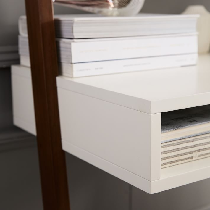 Ladder Shelf Storage Leaning Wall Desk - White/Espresso - Image 4