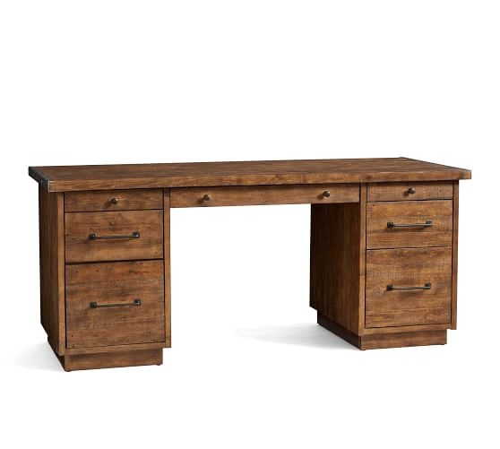 Rustic Reclaimed Wood 70" Desk, Rustic Natural - Image 0