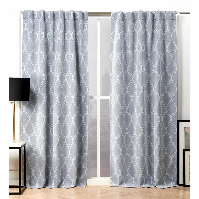 Geometric Room Darkening Thermal Tab Top Curtain Panels (Set of 2) - Image 0