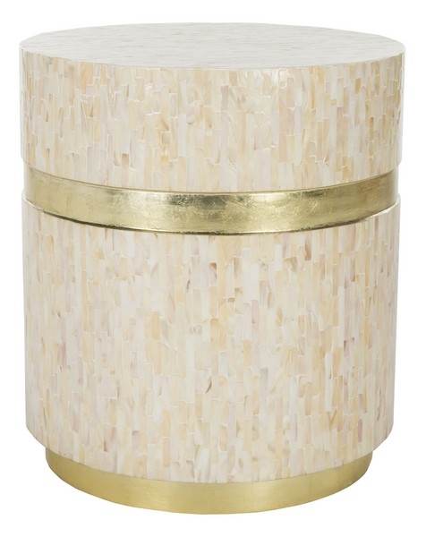Perla Mosaic Round Side Table, Pink Champagne & Gold - Image 0
