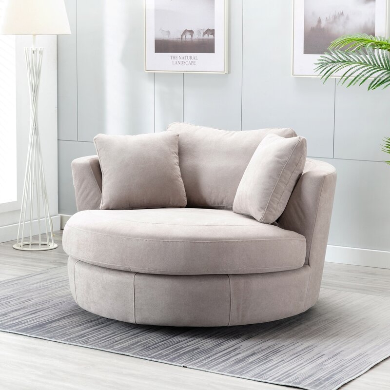 Minorca Elegant Round Swivel 53'' Barrel Chair - Image 3