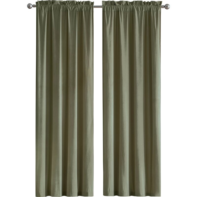 Judsonia Velvet Solid Room Darkening Rod Pocket Curtain Panels - Image 1