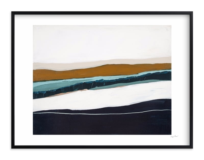 Moonlight Seascape - 40" x 30", black frame, white border, signature - Image 0