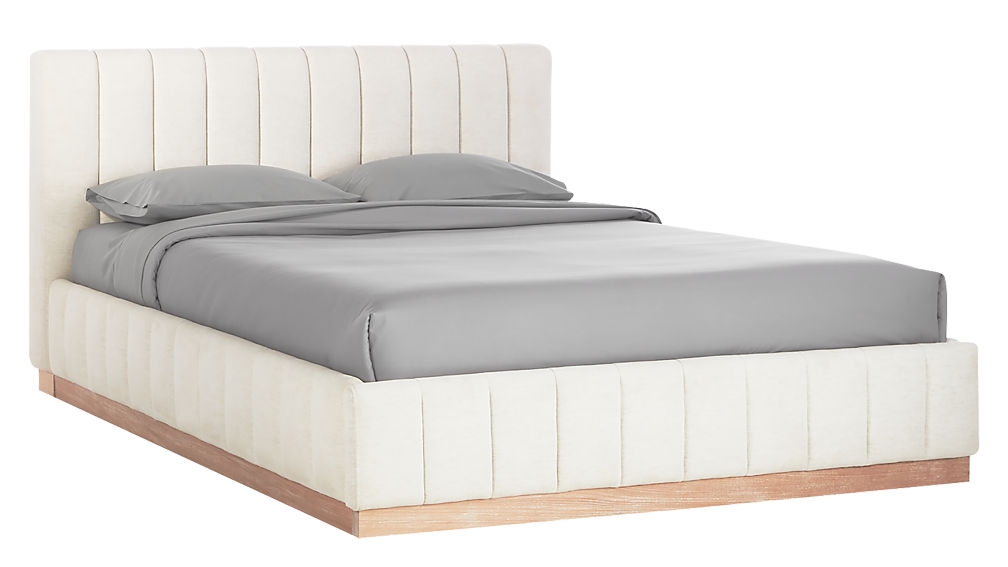 Forte Channeled White Performance Fabric King Bed - Image 1