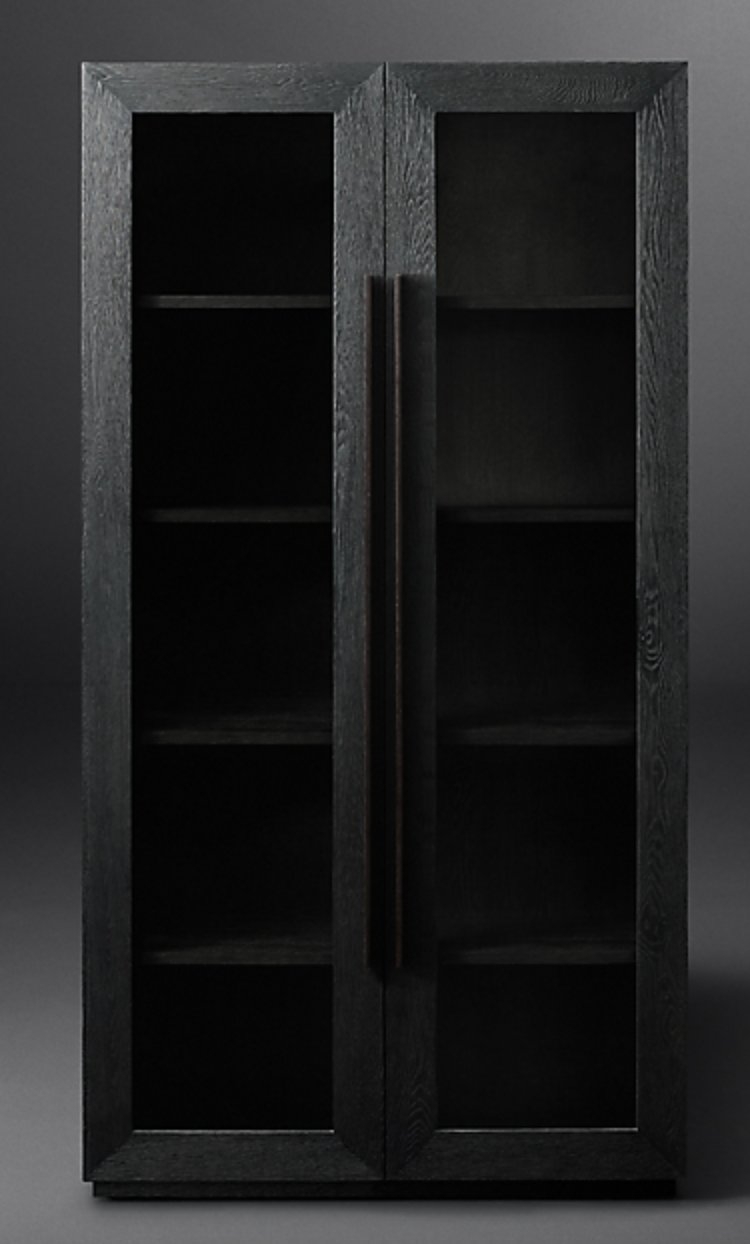 MACHINTO GLASS DOUBLE-DOOR CABINET - Black Oak & Bronze, 48"x91" - Image 0