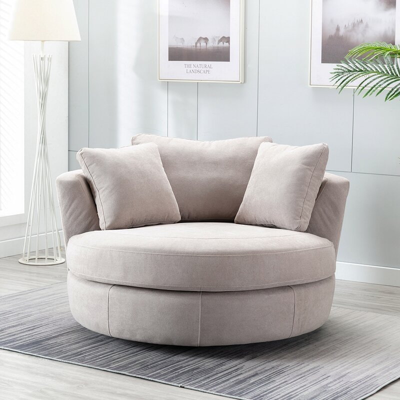 Minorca Elegant Round Swivel 53'' Barrel Chair - Image 0
