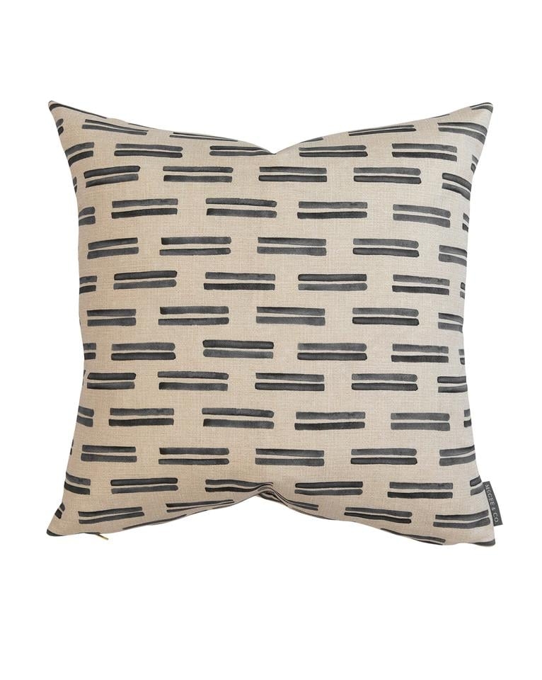 AVERY DOUBLE STRIPE PILLOW COVER - Gray, 24" x 24" - Image 0