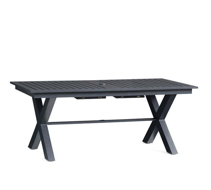 Indio Metal X-Base Extending Outdoor Dining Table, Slate - Image 0