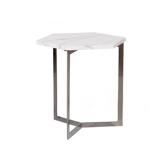 Hex Side Table, Marble + Metal - Image 0