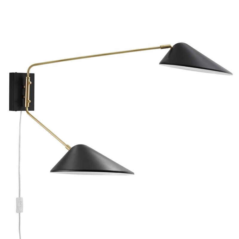 Journey 2-Light Swing Arm Wall Sconce In Black - Image 1