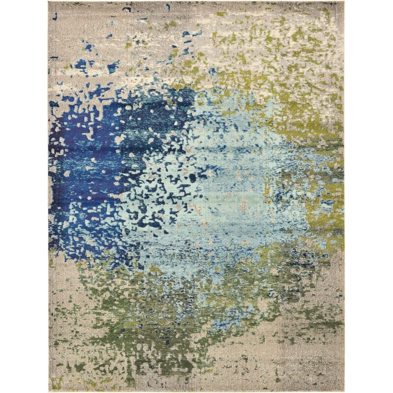 Hayes Abstract Blue/Green Area Rug 9x12 - Image 0
