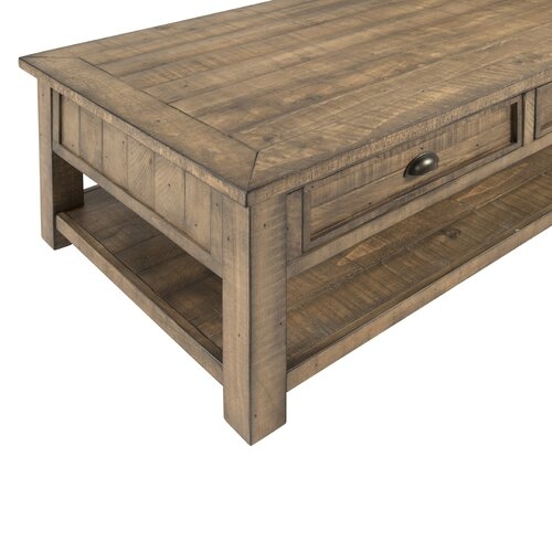 Risner Solid Wood Coffee Table with Storage / Reclaimed Natural - Image 1