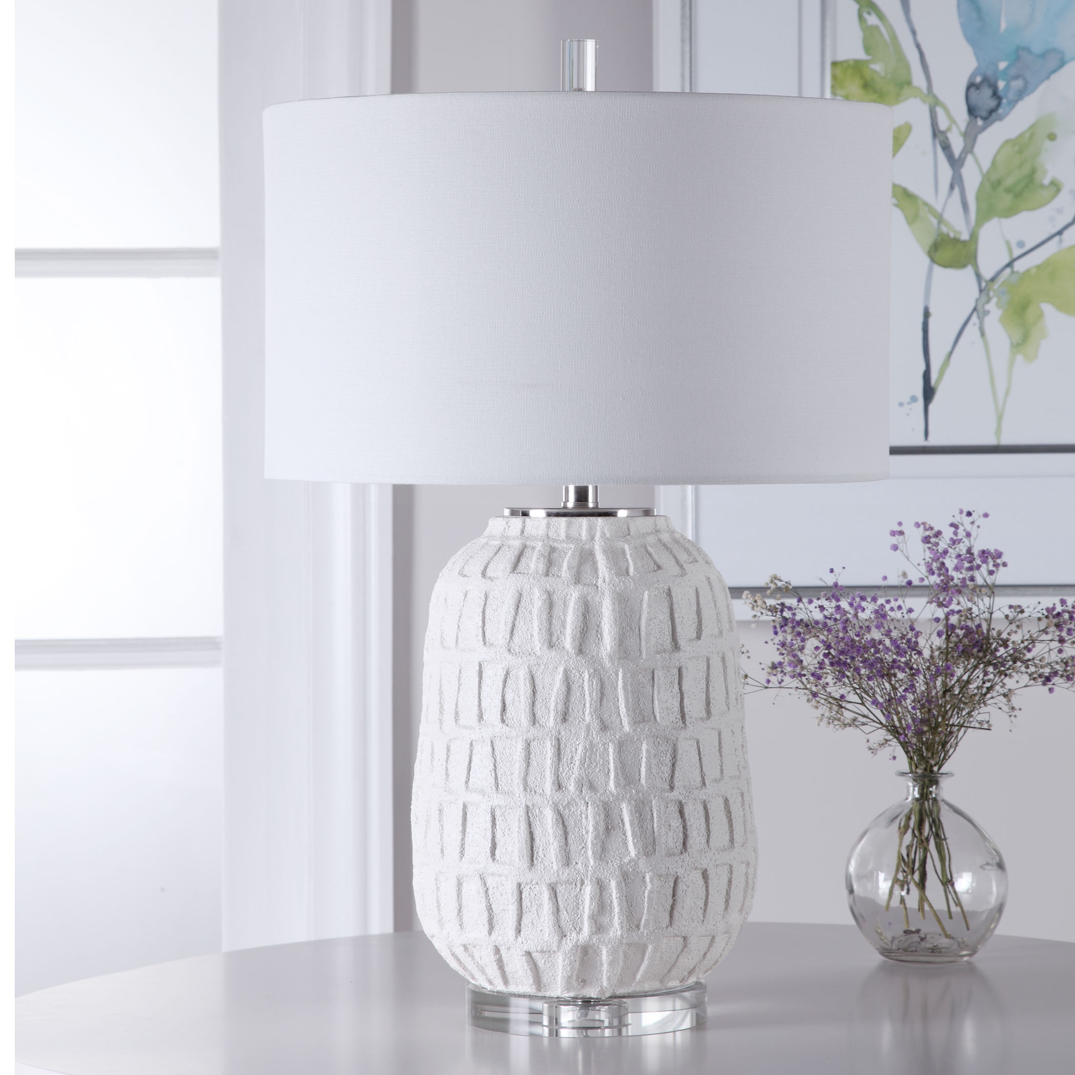 Caelina Textured White Table Lamp - Image 4