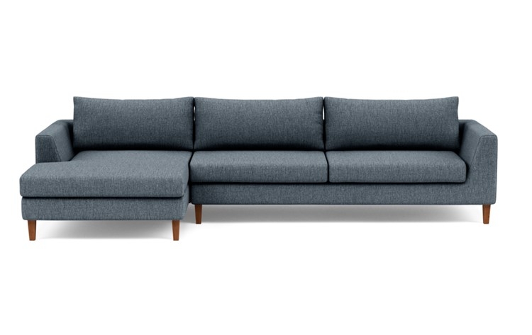 Asher Left Sectional with Blue Rain Fabric and Oiled Walnut legs - Image 0