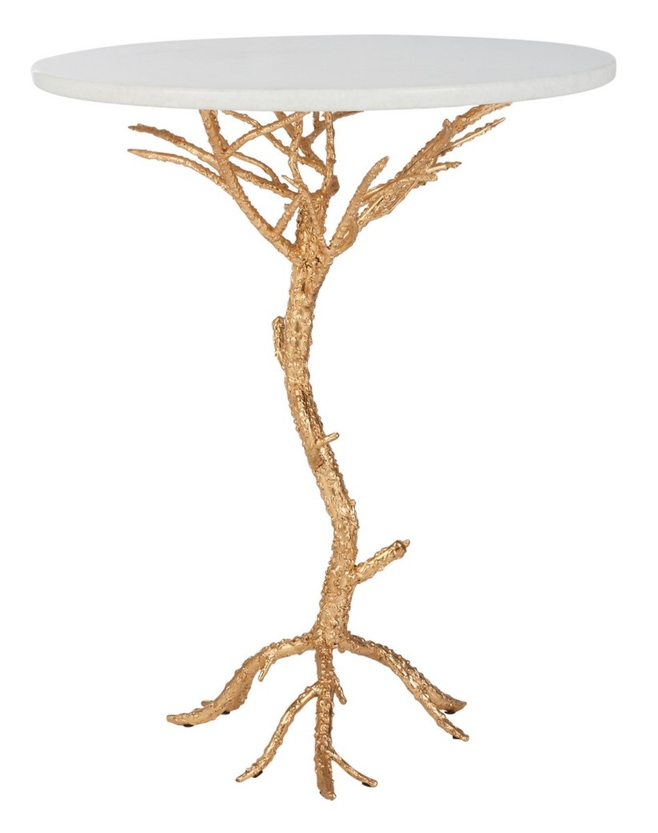 Carolyn Rooted Accent Table - White/Gold - Safavieh - Image 1