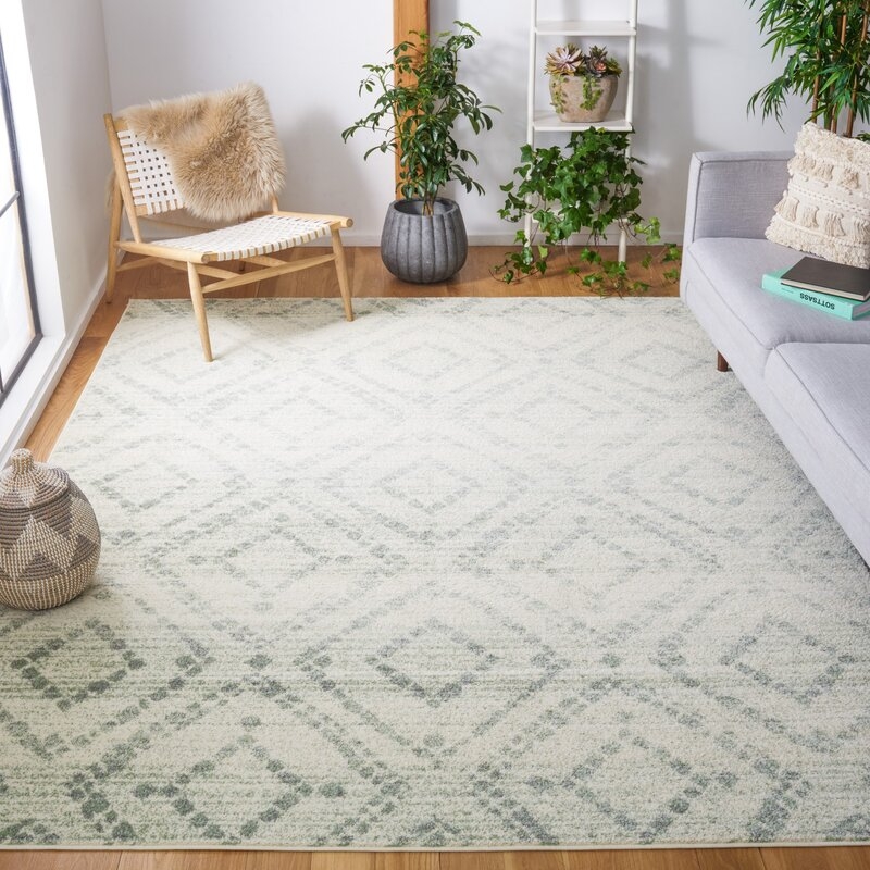 Therese Geometric Ivory/Green Area Rug - Image 2