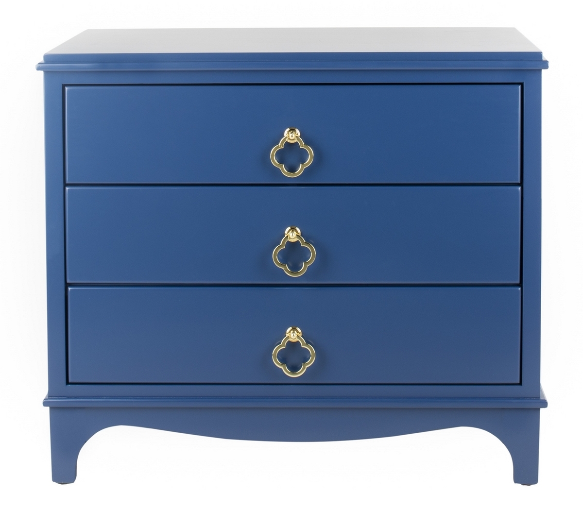 Hannon 3 Drawer Contemporary Nightstand - Navy - Safavieh - Image 1