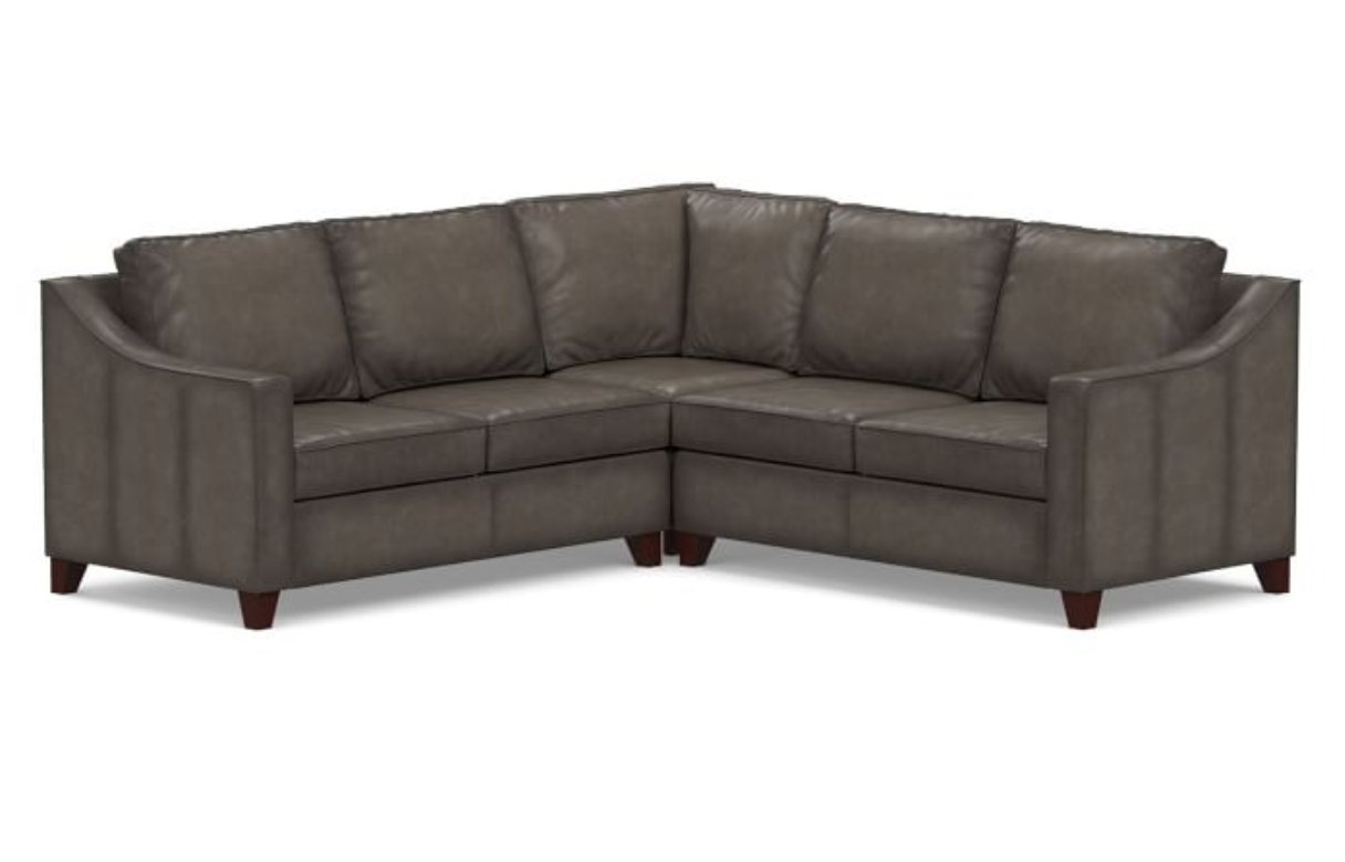 Cameron Roll Arm Leather 3-Piece L-Shaped Corner Sectional, Leather, Burnished Wolf Gray - Image 0