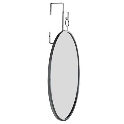 Oval Wall Mirror with Distressed Metal Frame & Hanging Bracket (Set of 2 Pieces) - Image 2
