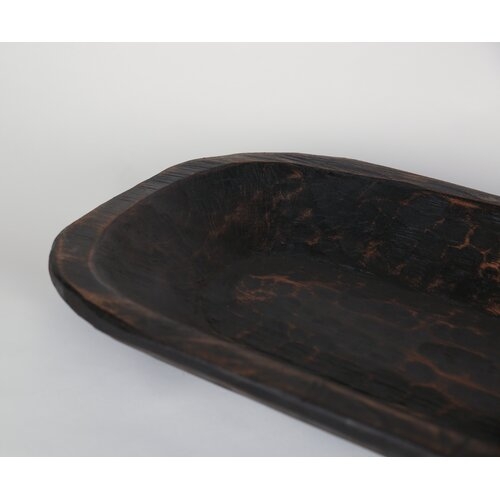 Painted Rustic Wooden Dough Bowl, Black - Image 2