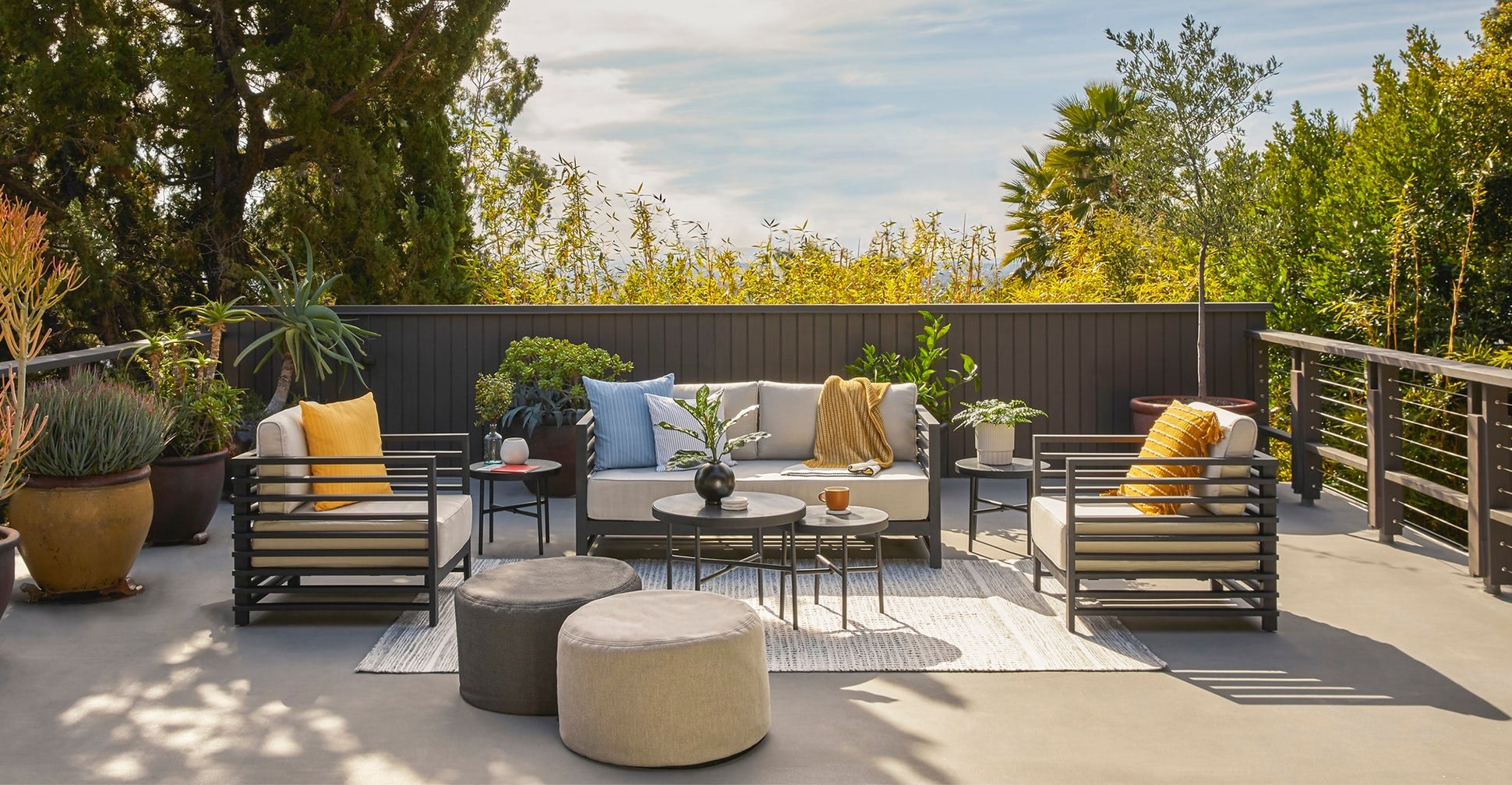 Gera Outdoor Side Table Set - Black Granite - Image 1