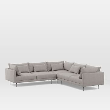 Halsey Set 5: Right Arm Sofa, Corner, Left Arm Sofa, Mod Weave, Feather Gray - Image 1