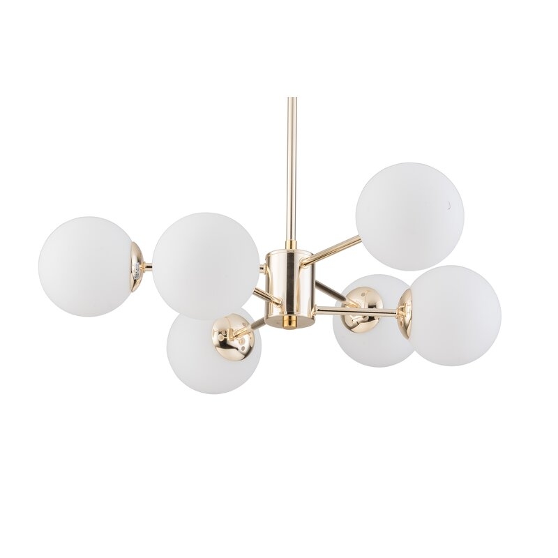 Modern Globe Chandeliers, 6-Light With Glass Shade Chain Adjustable Chandelier Ceiling Light Fixture - Image 1