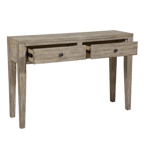 Amina Distressed Wood Two Drawer Accent Storage Console Table - Image 2