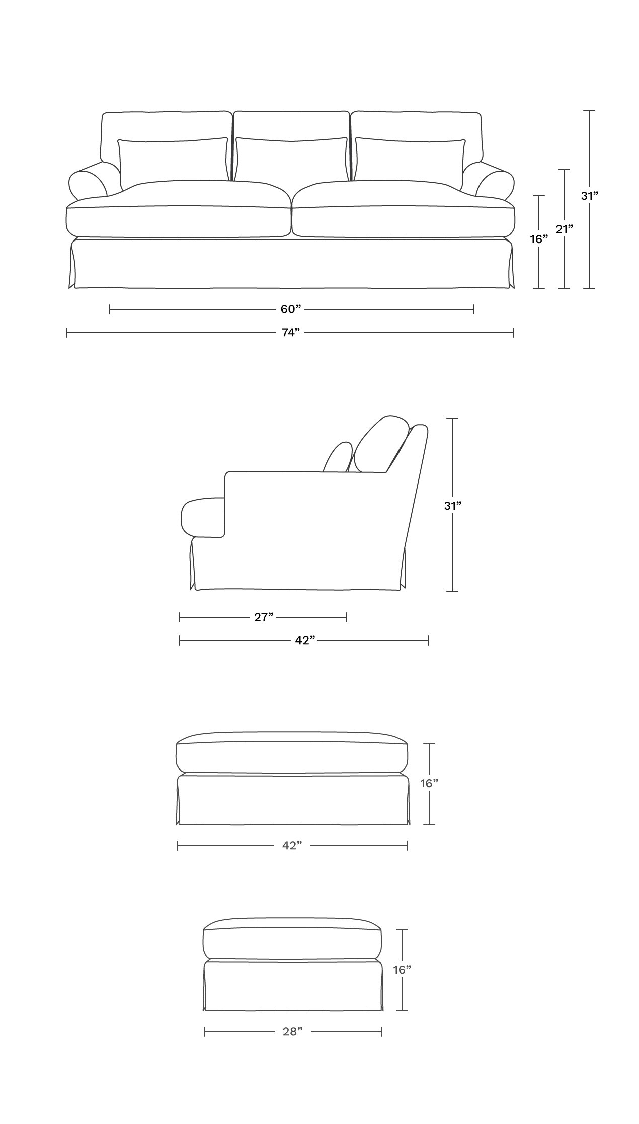 Maxwell Slipcovered Apartment sofa, wheat - Image 1