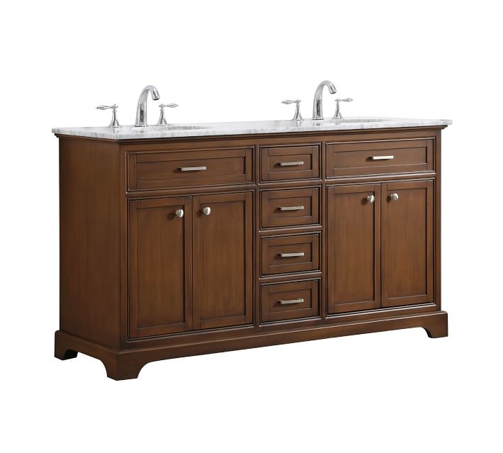 Teak Warner Double Sink Vanity, 60" - Image 1