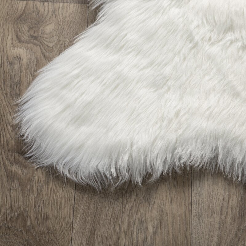 Ahamed Polar Bear Pelt Faux Fur White Area Rug - Image 2