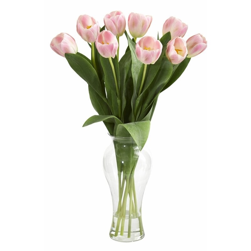 Tulips Floral Arrangement in Vase - Image 0