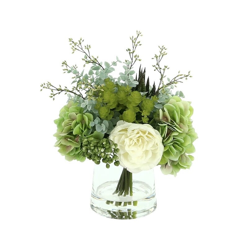 Hydrangea Floral Arrangement in Vase - Image 0