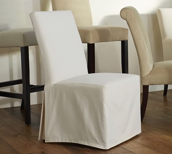 PB Comfort Square Slipcovered Dining Side Chair Long, Denim Warm White - Image 2