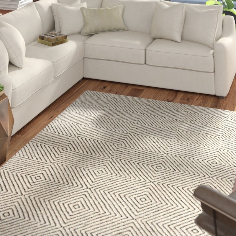 Marcelo Hand-Tufted Wool/Cotton Ivory Area Rug, 7'6" x 9'6" - Image 1