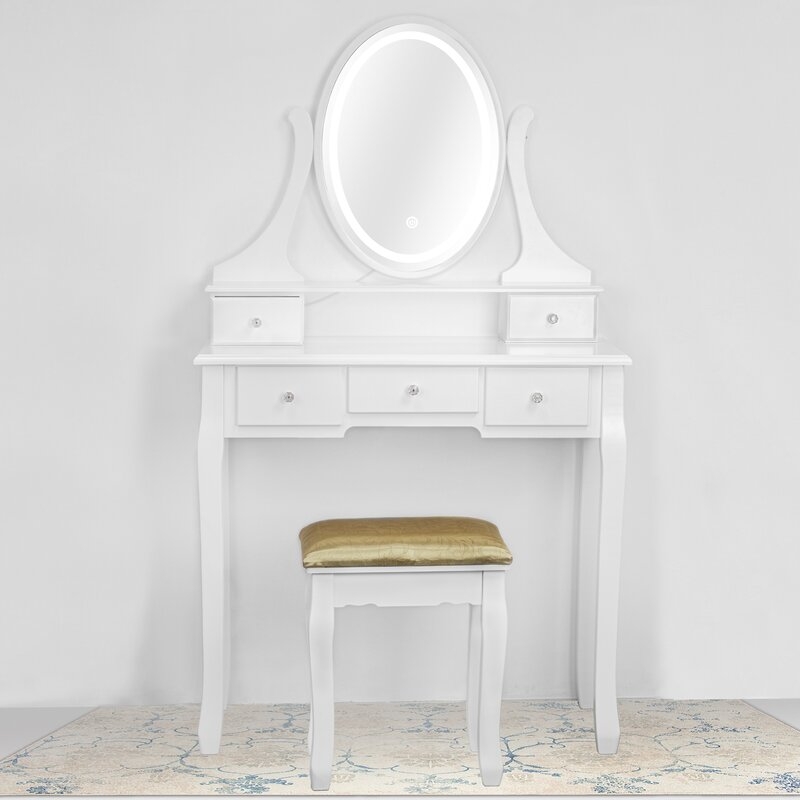 Dinwiddie Vanity Set with Stool and Mirror - Image 1