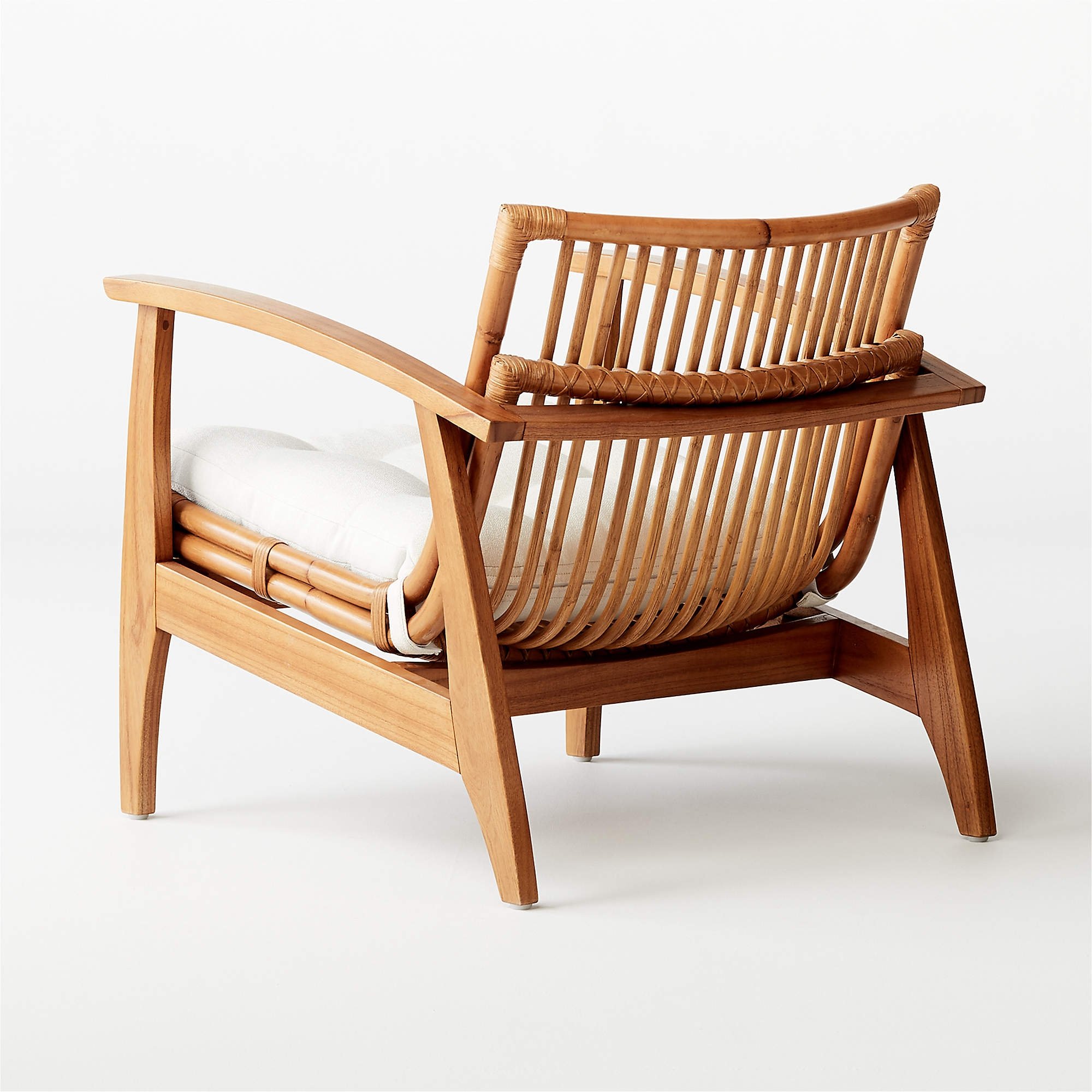 Noelie Rattan Lounge Chair with White Cushion, Mikkeli White - Image 6