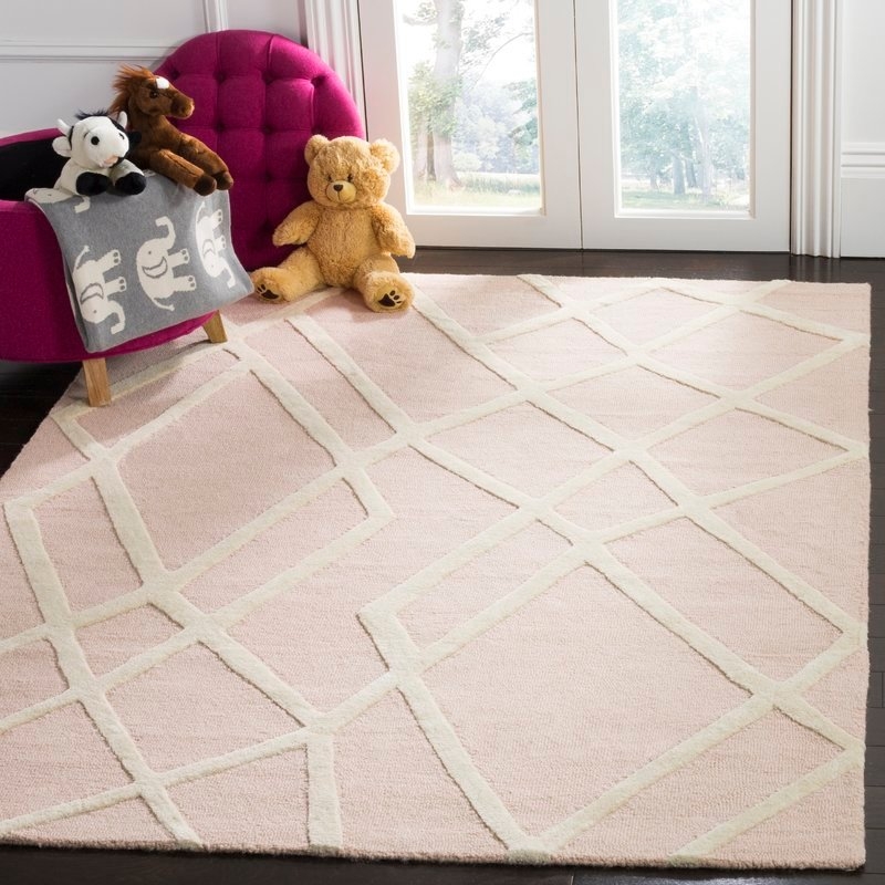 Reid Abstract Hand-Tufted Wool Pink Area Rug - Image 0