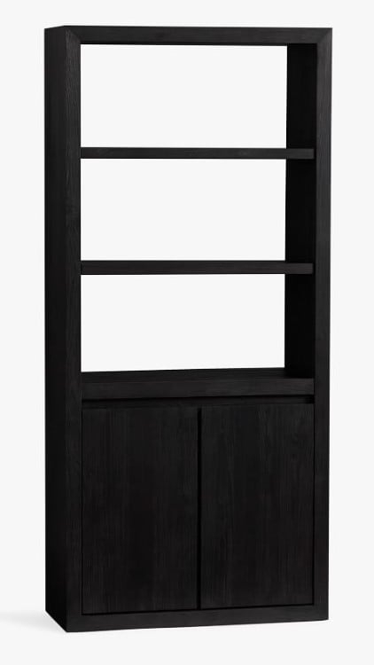 Folsom 33" x 73" Open Bookcase with Doors, Charcoal - Image 0