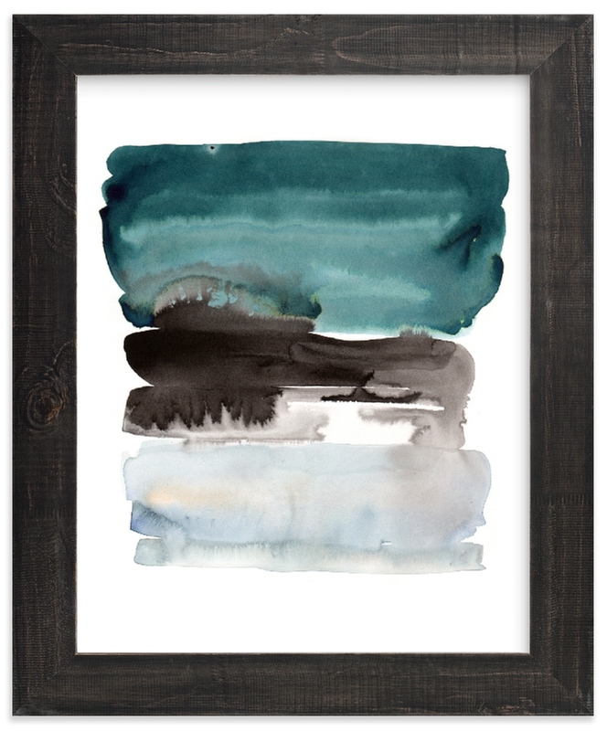 Teal Horizons - rich black wood frame - 24x30 - Image 0
