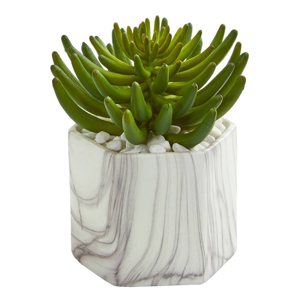 Succulent Artificial Plant in Marble Vase - Image 0
