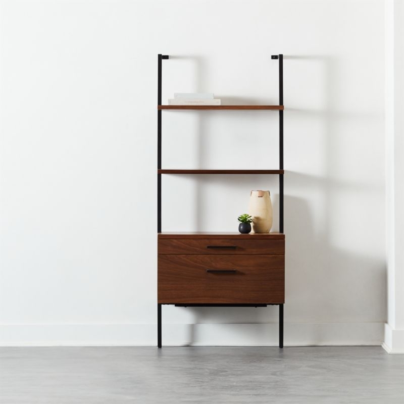 Helix 70" Walnut Bookcase with 2 Drawers - Image 2