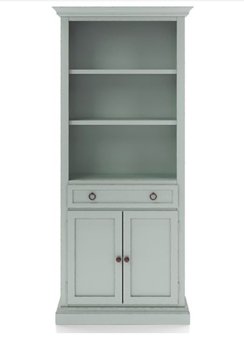 Cameo Blue Grey Storage Bookcase with Full Crown- backordered until Feb 2023 - Image 0