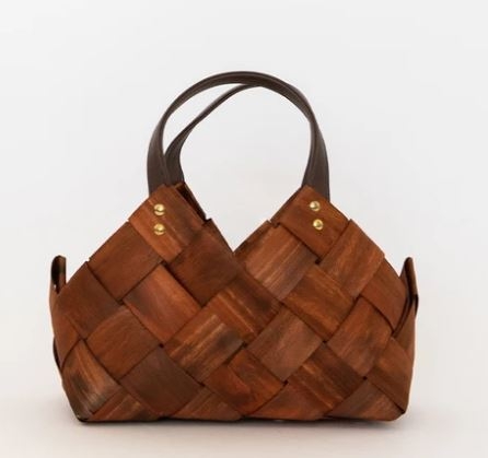 SEAGRASS & LEATHER BASKET (small) - Image 0
