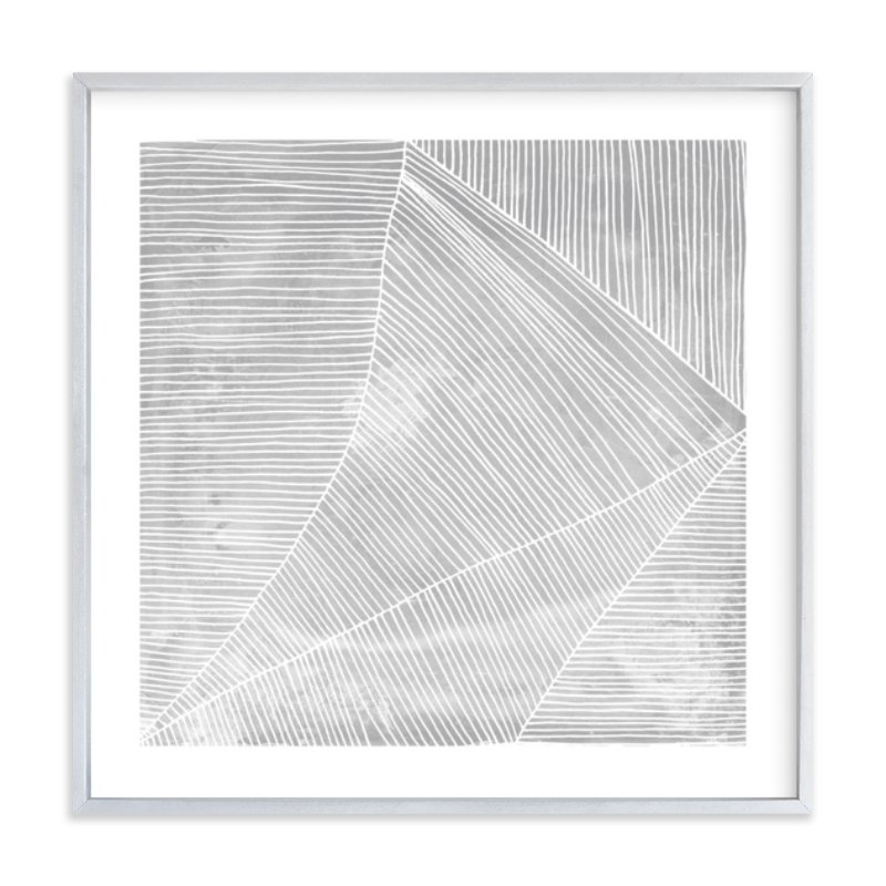 Hide Framed Art, 16" x 16" in Brushed Silver - Chic metal frame, with a brushed silver finish - Image 0